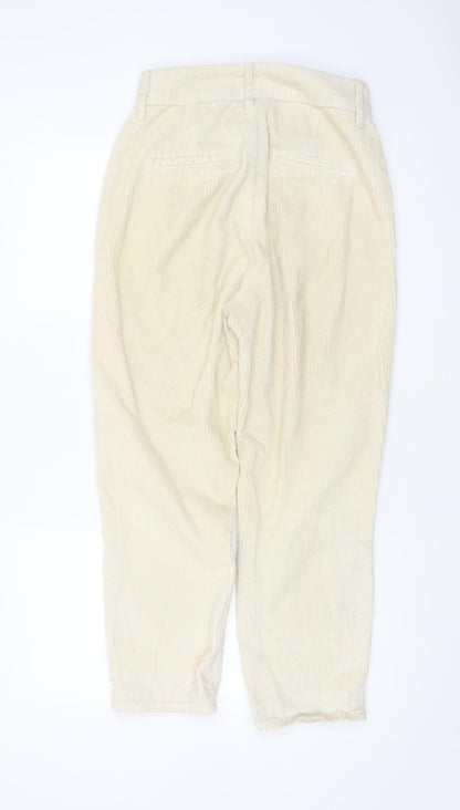 River Island Women Beige Corduroy Trousers Size 10 Regular Straight Cotton