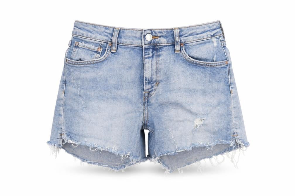 &Denim Womens Blue Size 8 Cut-Off Stretch Denim Shorts