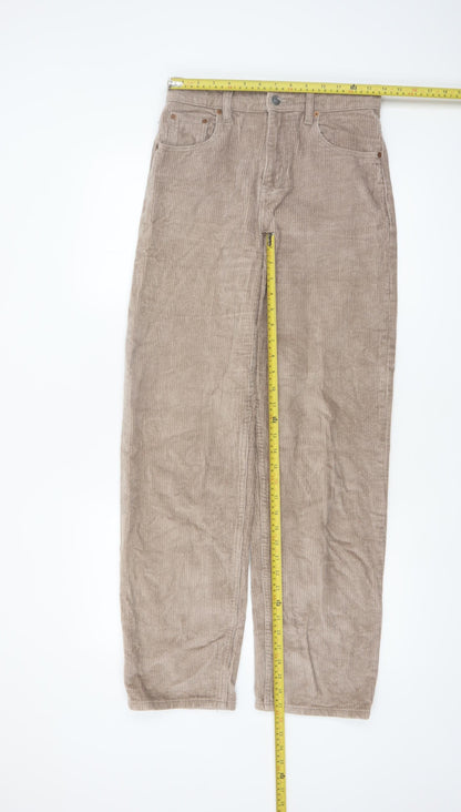 Motel Women’s Beige Corduroy Chino Straight Trousers Size S