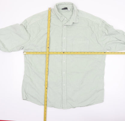 ASOS DESIGN Men's Green Corduroy Button-Up Shirt Long Sleeve Size L