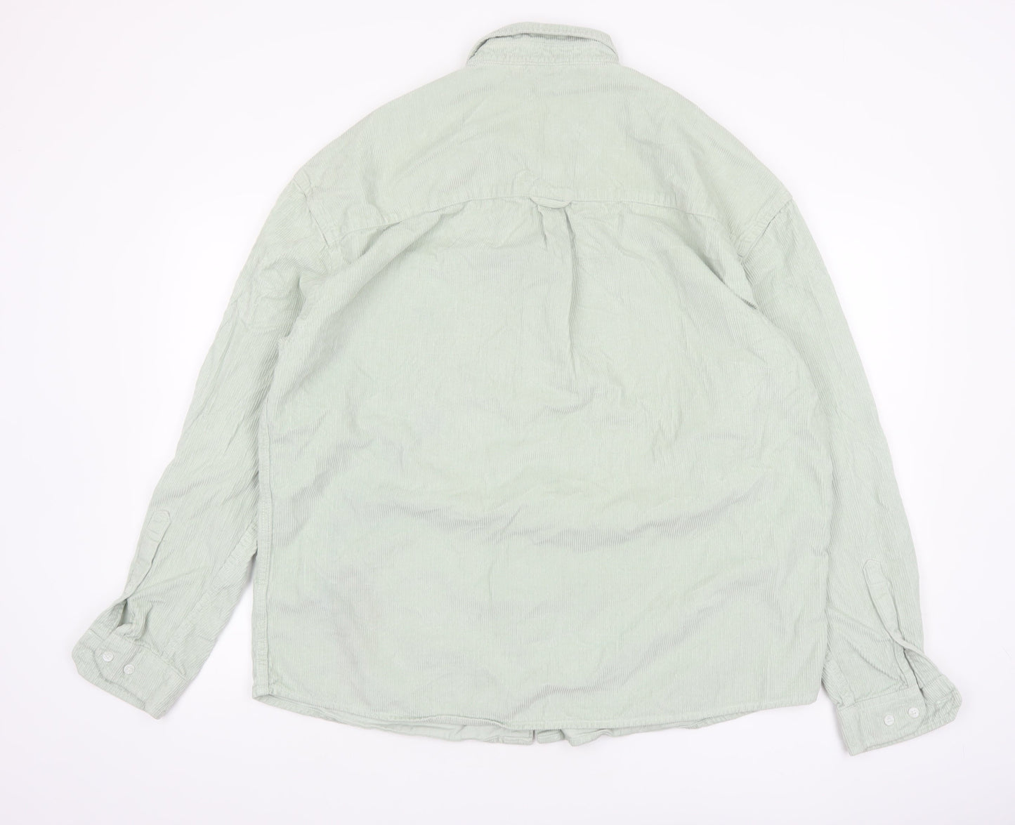 ASOS DESIGN Men's Green Corduroy Button-Up Shirt Long Sleeve Size L