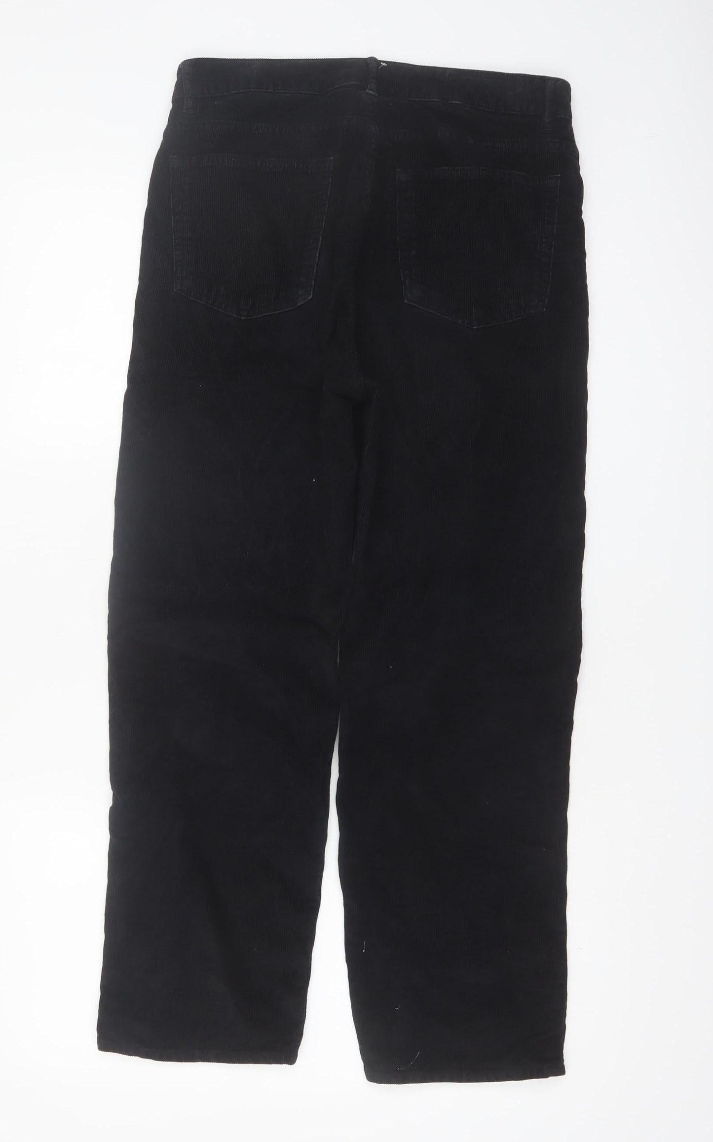 Jigsaw Womens Black Corduroy Straight Leg Trousers Size 28