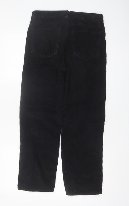 Jigsaw Womens Black Corduroy Straight Leg Trousers Size 28