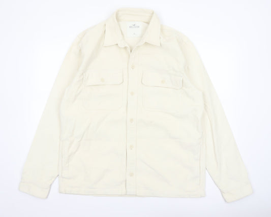 Hollister Men's Ivory Corduroy Long Sleeve Button-Up Shirt XL