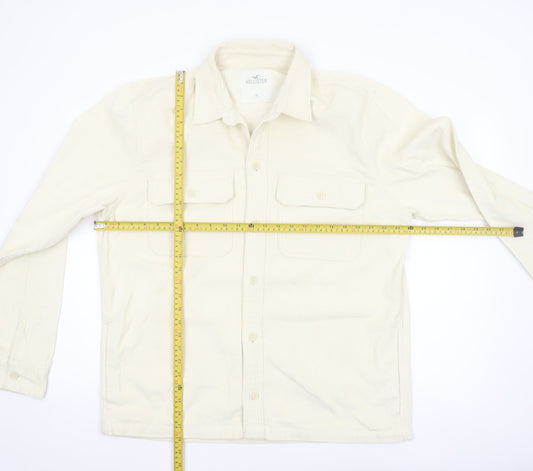 Hollister Men's Ivory Corduroy Long Sleeve Button-Up Shirt XL