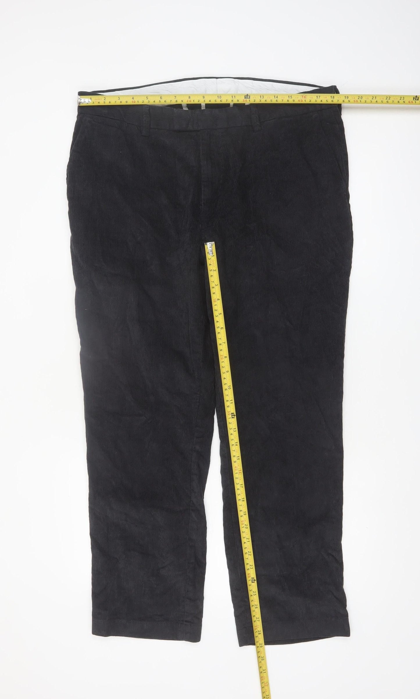 James Pringle Men's Black Corduroy Trousers 38W 29L Classic Fit