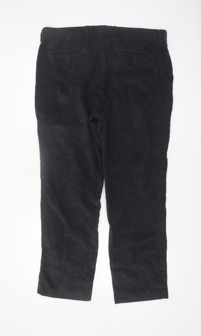 James Pringle Men's Black Corduroy Trousers 38W 29L Classic Fit