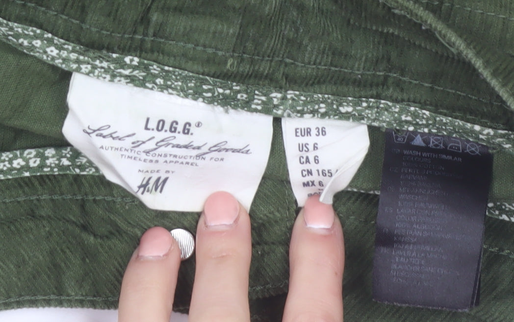 H&M L.O.G.G Women’s Green Corduroy Short Skirt Size 10