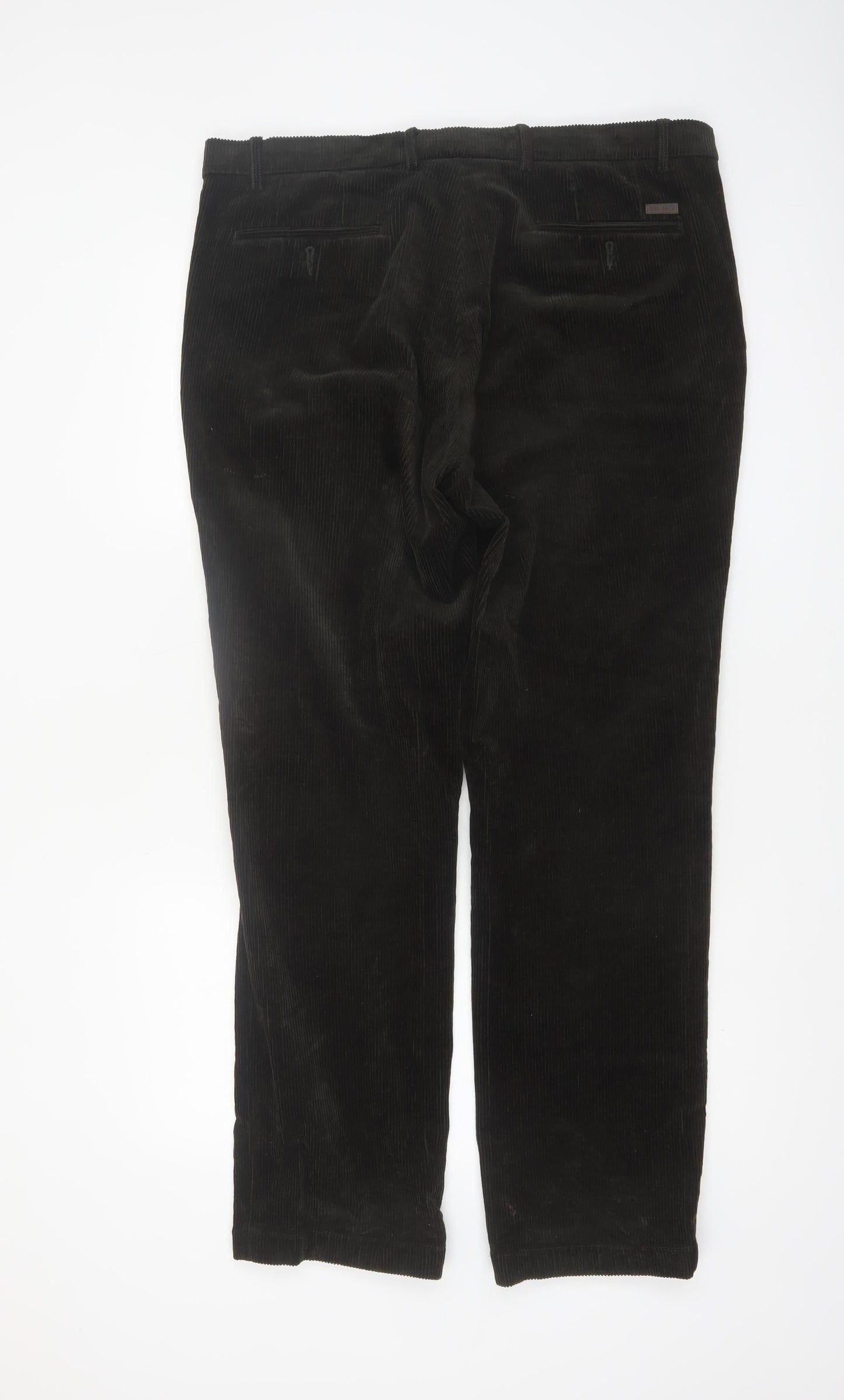 Brook Taverner Men's Black Corduroy Trousers 38R Regular Fit