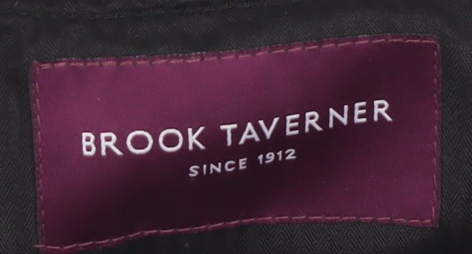 Brook Taverner Men's Black Corduroy Trousers 38R Regular Fit