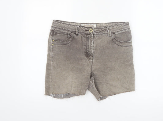 Soon Women’s Grey Cut-Off Denim Shorts Size 14 Stretch Casual
