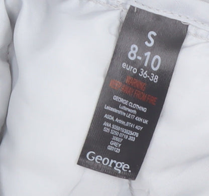 George Women’s Grey Puffer Jacket Hooded S 8-10 Quilted Mid-Length