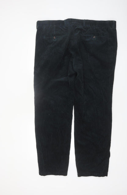 Marks and Spencer Men's Black Corduroy Regular Fit Trousers 42W 31L
