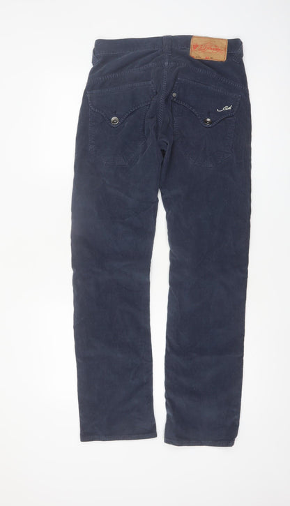 Ed Hardy Men's Blue Corduroy Straight Trousers Size 30x32