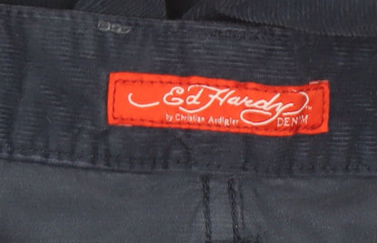 Ed Hardy Men's Blue Corduroy Straight Trousers Size 30x32
