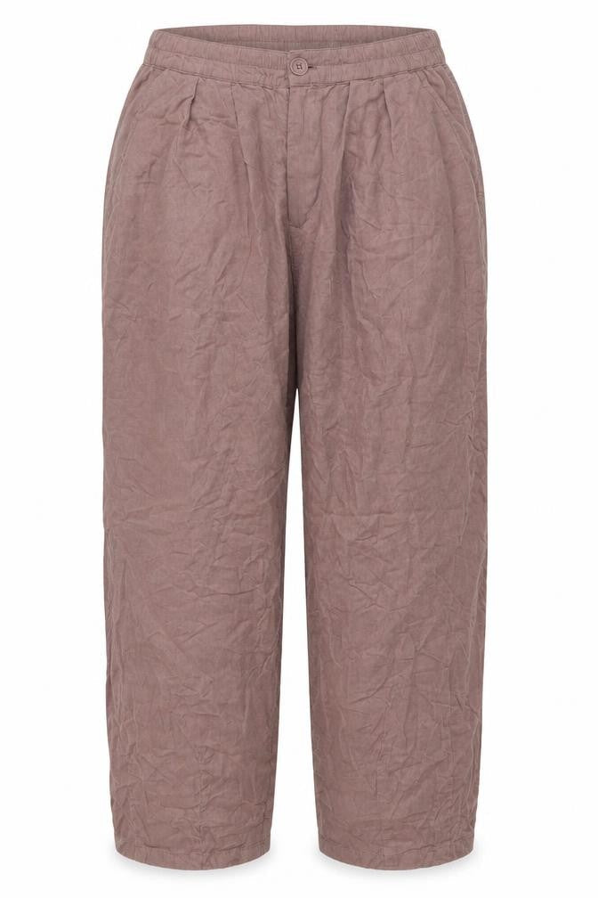 Front view of ASOS Design Women's Brown Wide-Leg Cotton Pleated Trousers, size 14