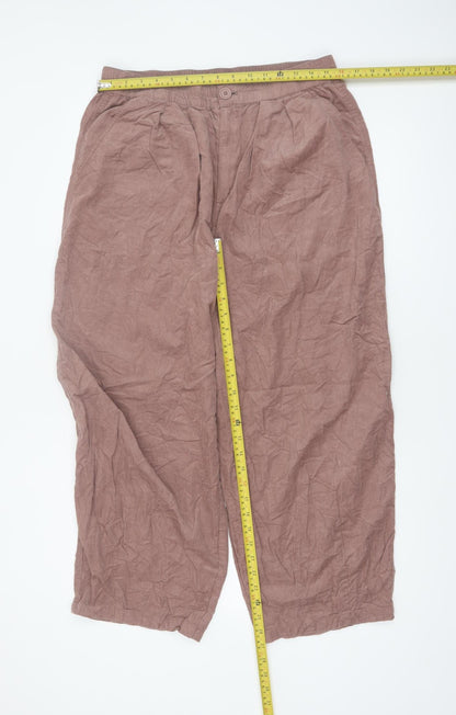 ASOS Design Women's Brown Wide-Leg Cotton Pleated Trousers Size 14