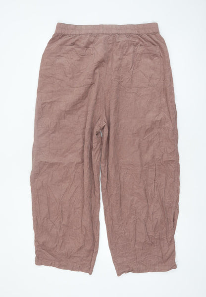 ASOS Design Women's Brown Wide-Leg Cotton Pleated Trousers Size 14