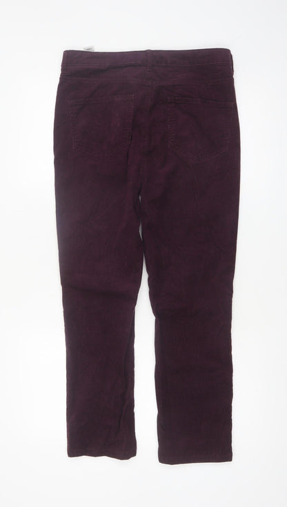 Marks and Spencer Women Purple Corduroy Chino Trousers Size 12 Regular