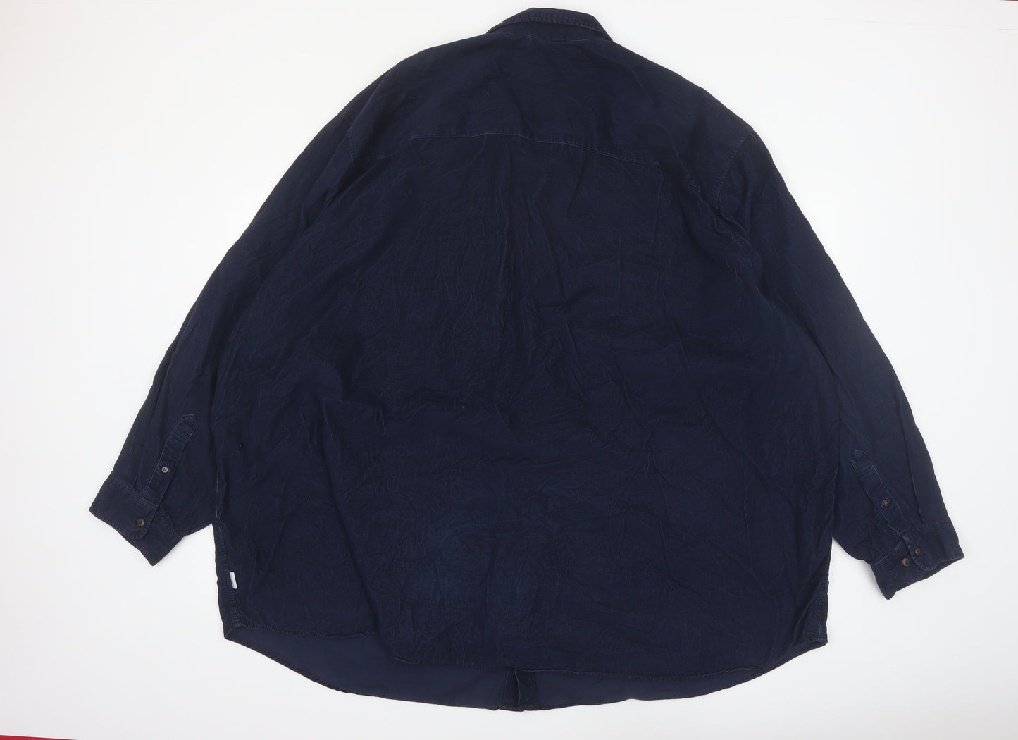 Jack & Jones Men's Blue 5XL Relaxed Fit Corduroy Button-Up Shirt