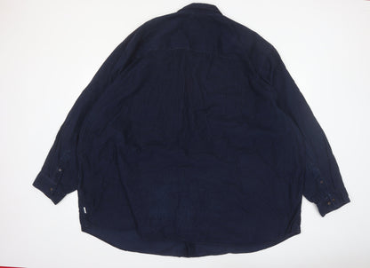 Jack & Jones Men's Blue 5XL Relaxed Fit Corduroy Button-Up Shirt