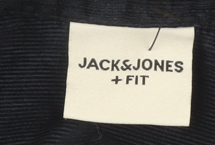 Jack & Jones Men's Blue 5XL Relaxed Fit Corduroy Button-Up Shirt