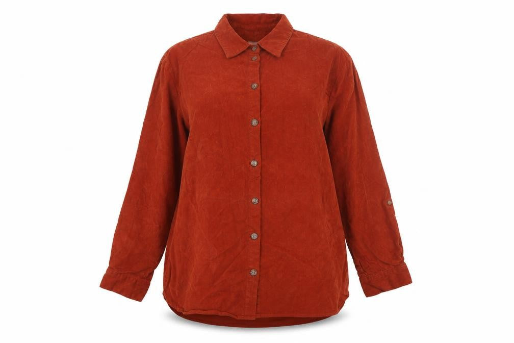bonprix collection Women's Brown Corduroy Button-Up Shirt Size 16