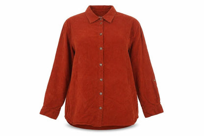 bonprix collection Women's Brown Corduroy Button-Up Shirt Size 16