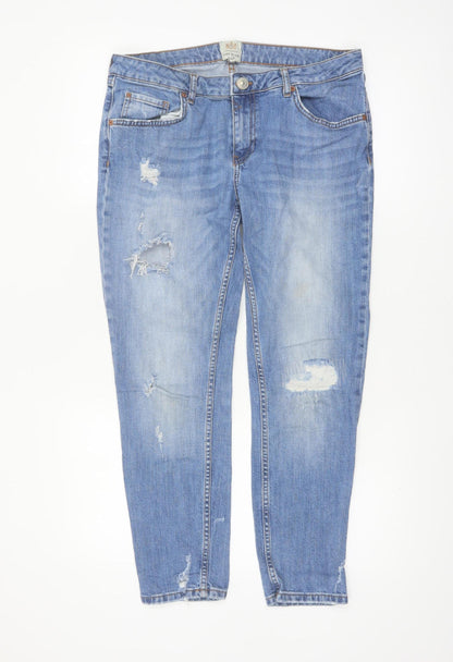 River Island Women’s Blue Distressed Skinny Jeans Size 12
