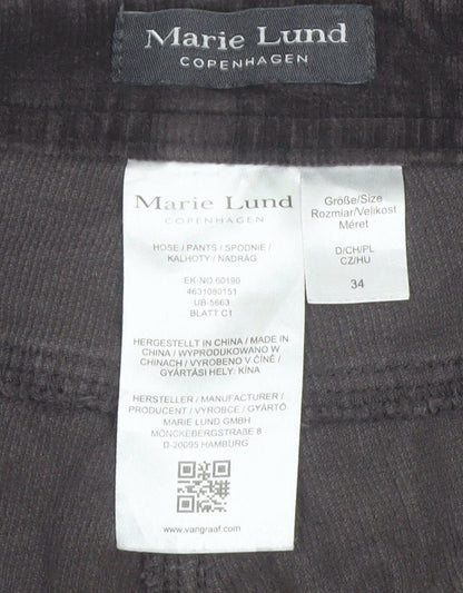 Marie Lund Women's Brown Corduroy Chino Trousers Size 8 Slim Fit