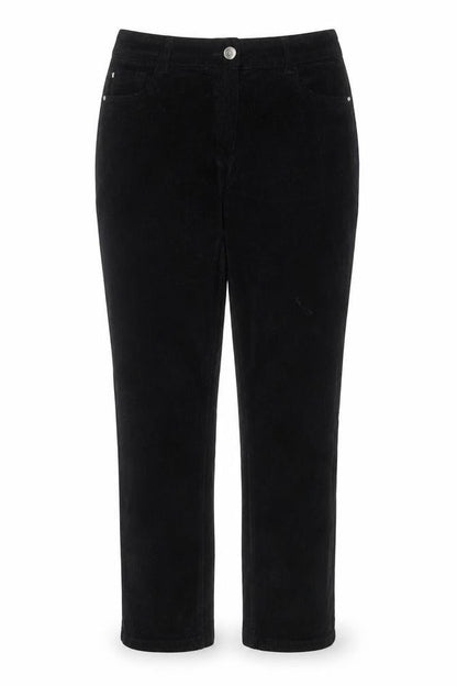 M&Co Women Black Corduroy Stretch Straight Trousers Size 16