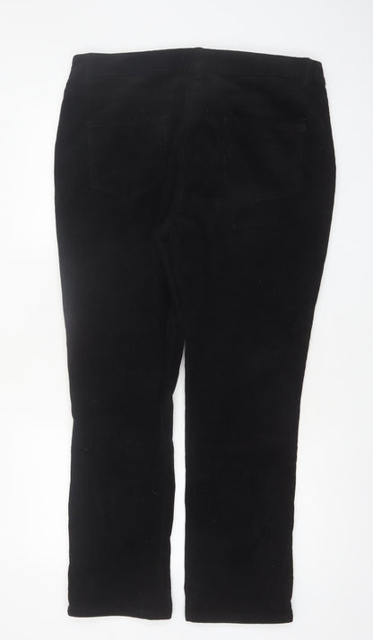 M&Co Women Black Corduroy Stretch Straight Trousers Size 16