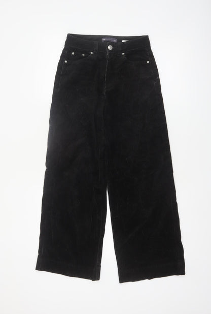 Marks and Spencer Womens Black Corduroy Wide Leg Trousers Size 6