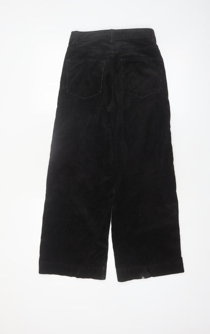 Marks and Spencer Womens Black Corduroy Wide Leg Trousers Size 6