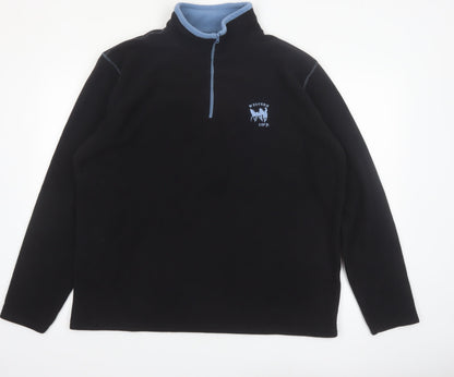Atlas For Men Black Fleece Quarter Zip Pullover Sweatshirt Size L