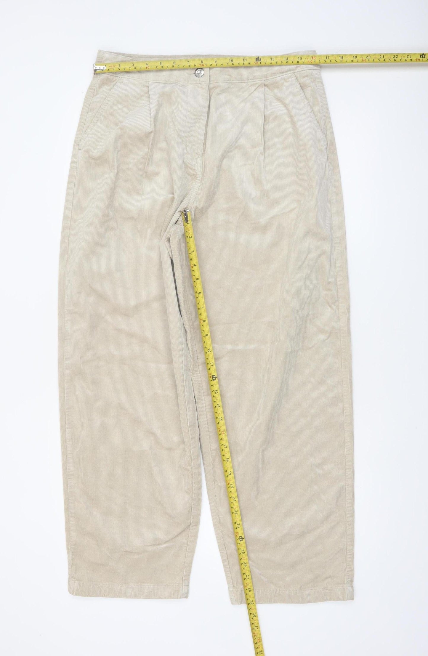 Marks and Spencer Per Una Women’s Beige Corduroy Chino Trousers Size 14 Regular