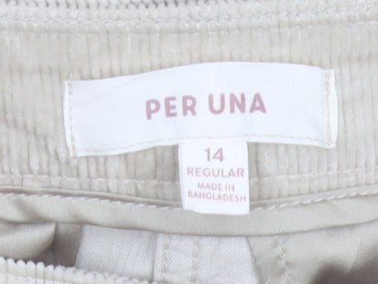 Marks and Spencer Per Una Women’s Beige Corduroy Chino Trousers Size 14 Regular