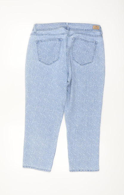 Jordache Women's Blue Floral Cropped Skinny Jeans Size 14