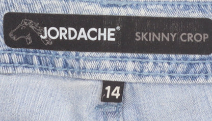 Jordache Women's Blue Floral Cropped Skinny Jeans Size 14