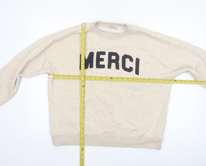 Tu Womens Beige Merci Cotton Blend Pullover Sweatshirt M