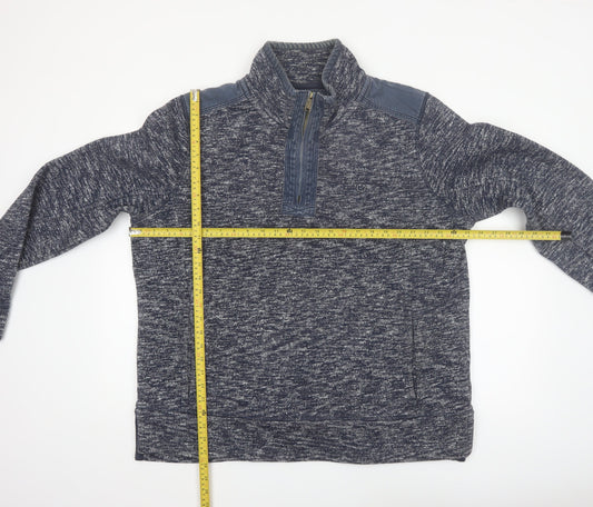 Fat Face Men's Blue XL 1/4 Zip Henley Sweatshirt