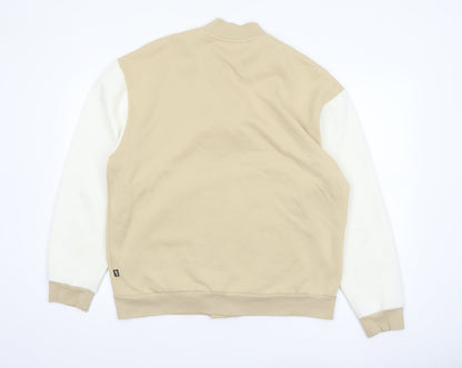 Puma Men's Beige Varsity Jacket L Cotton Blend Casual Sportswear