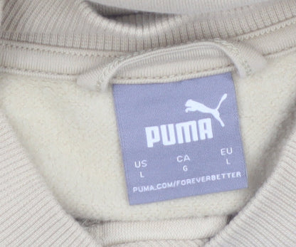 Puma Men's Beige Varsity Jacket L Cotton Blend Casual Sportswear