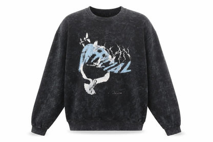 boohooMAN Men's Black Graphic Print Sweatshirt Medium Pullover