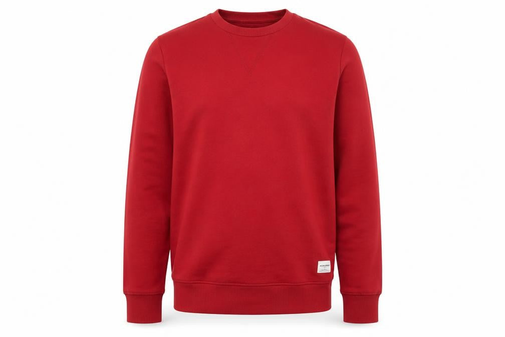 Jack & Jones Men's Red Crew Neck Pullover Sweatshirt M Regular Fit