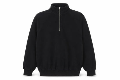 Les Basics Men's Black Large 1/2 Zip High Neck Cotton Sweatshirt