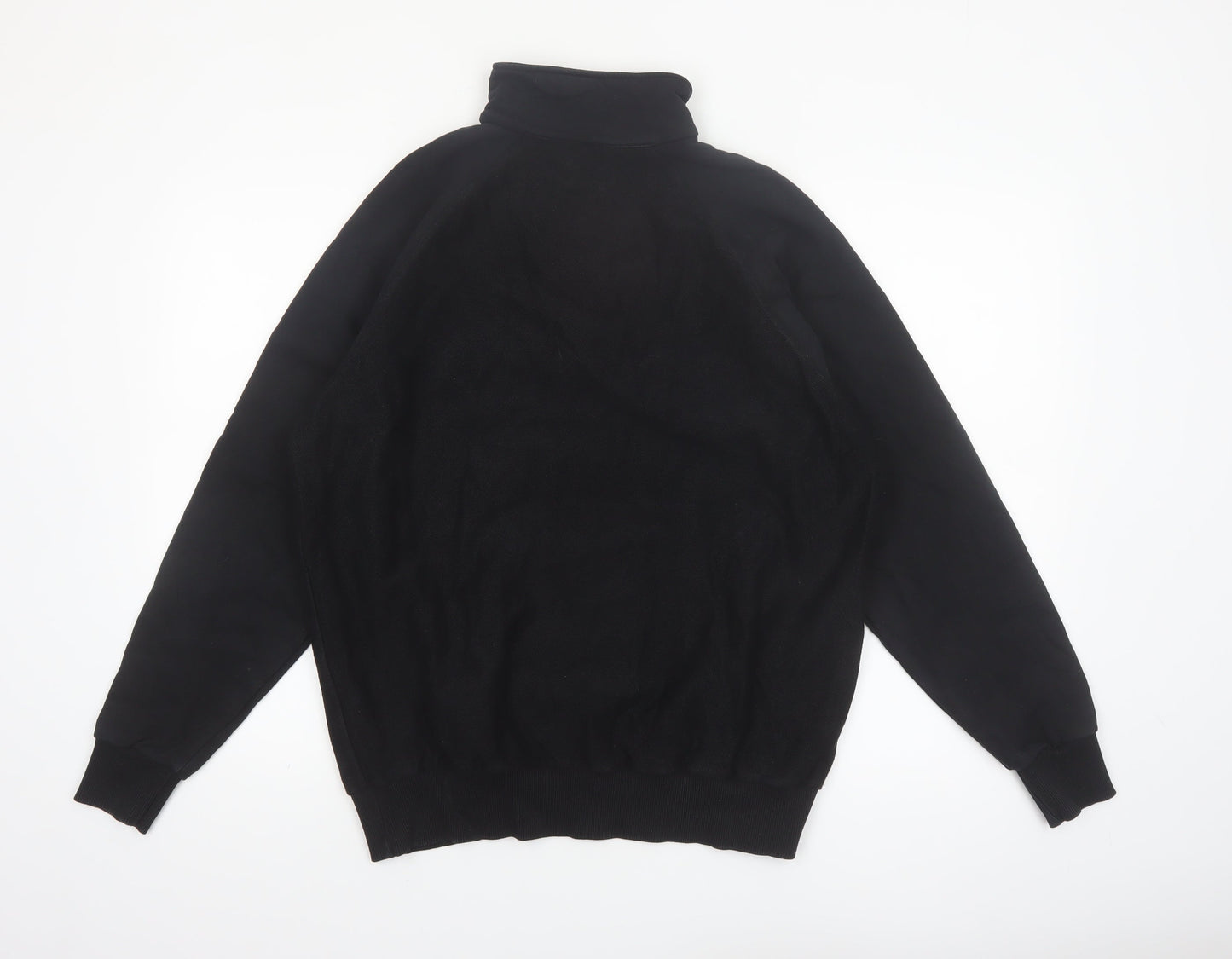 Les Basics Men's Black Large 1/2 Zip High Neck Cotton Sweatshirt