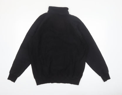Les Basics Men's Black Large 1/2 Zip High Neck Cotton Sweatshirt