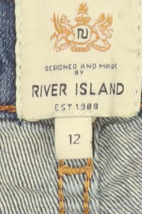 River Island Womens Blue Distressed Boyfriend Jeans Size 12