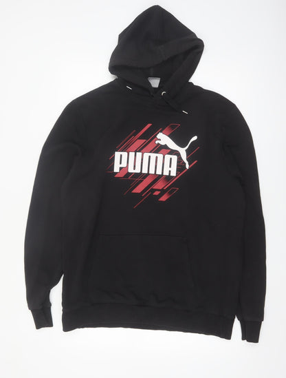 Puma Men's Black XL Pullover Hoodie with Logo Graphic Print